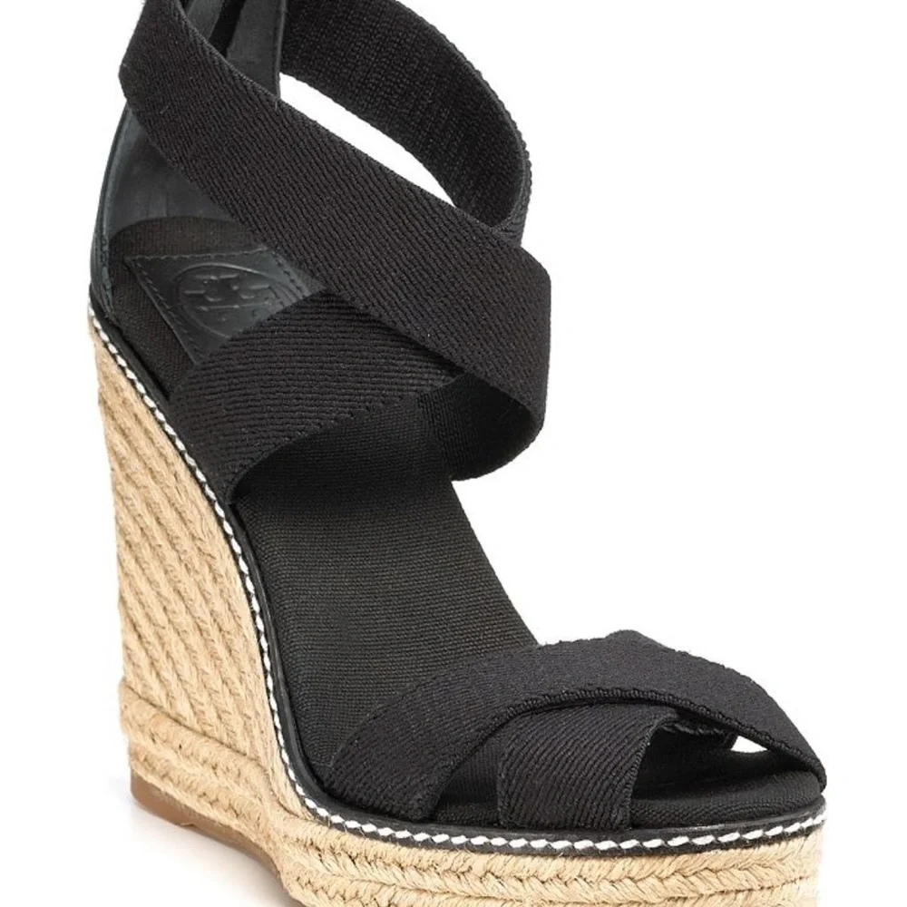 Tory Burch Adonis Black Wedge Espradrille